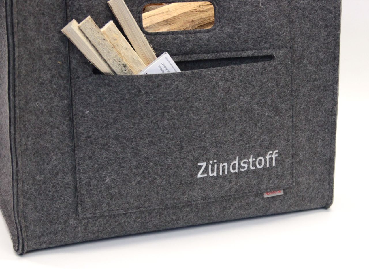 Kaminholz Filz Tasche Holz Korb Tasche aus 100% echtem Wollfilz  Handarbeit 