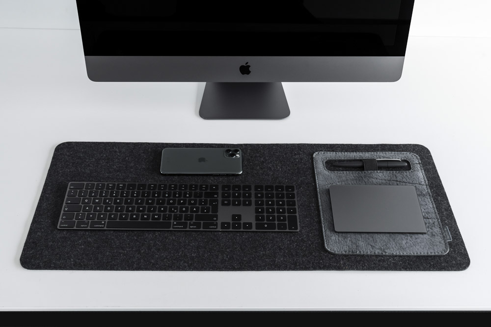Schreibtischunterlage Leder Schwarz Mousepad xxl gestickte Nähte cm 65x45 